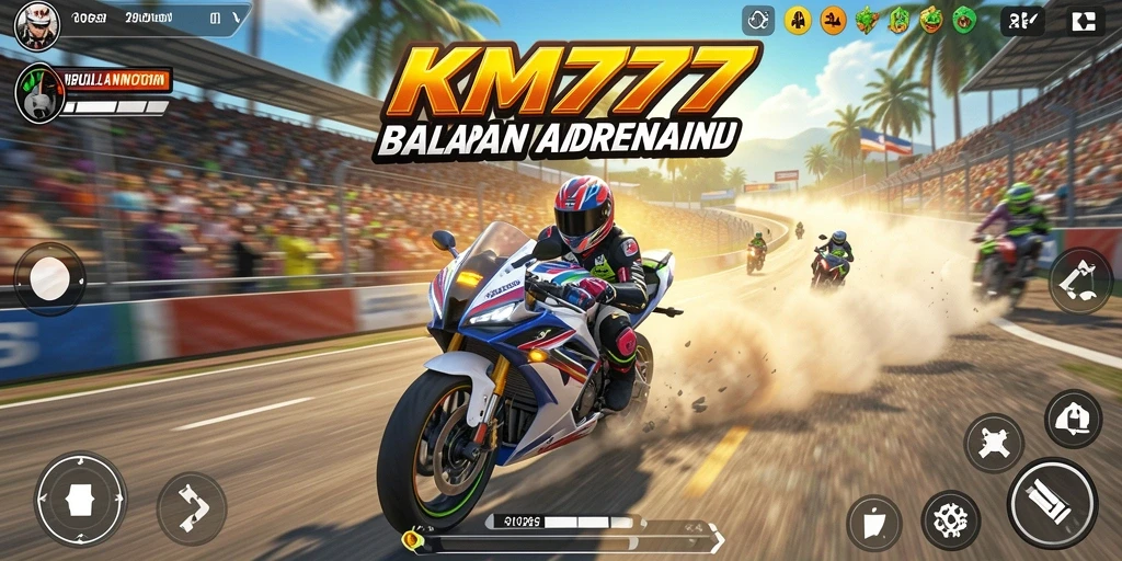 Tampilan gameplay menegangkan dalam balapan motor.