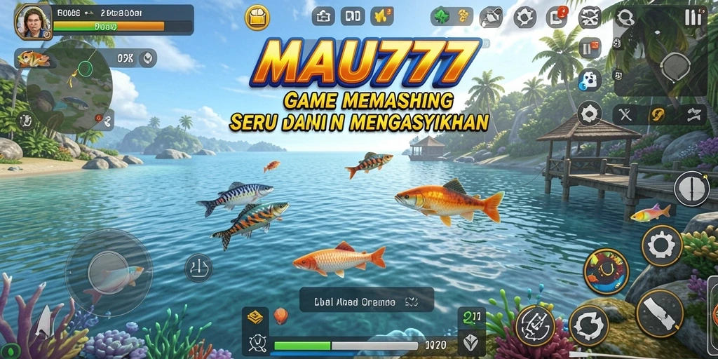 Tampilan gameplay yang mengasyikkan dalam MAU777 saat memancing.